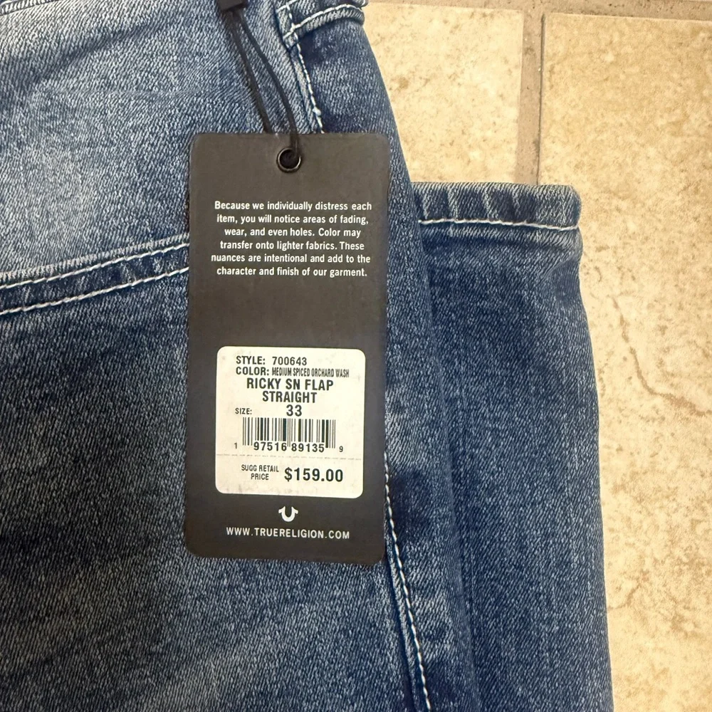 True Religion Men's Classic Blue Straight Jeans